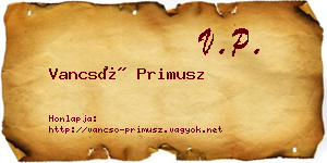 Vancsó Primusz névjegykártya